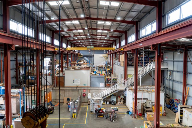 Elevated view of what is stored inside a warehouse