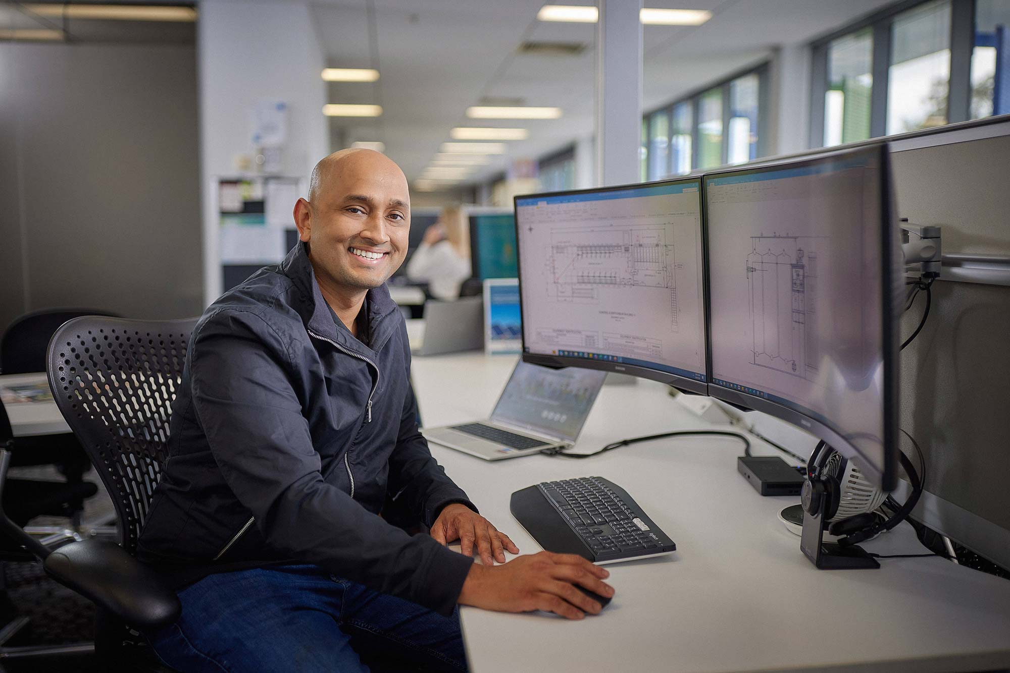 Ehsan at computer desk