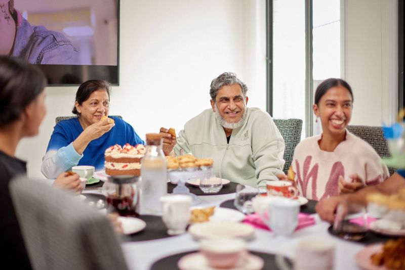 Family sharing a meal