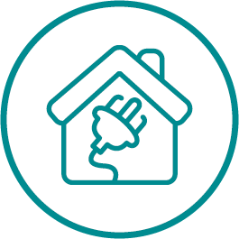 House icon with a electricity plug in the middle